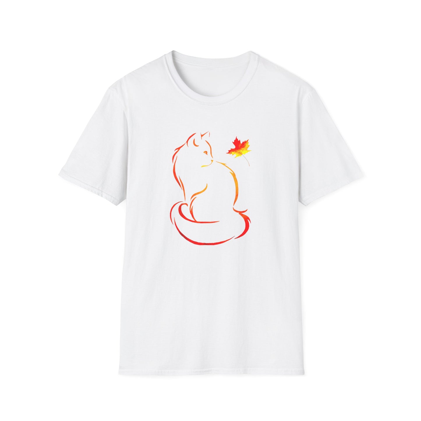 cat and leaf T-shirt