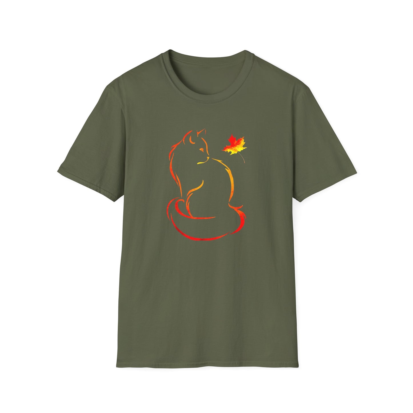 cat and leaf T-shirt