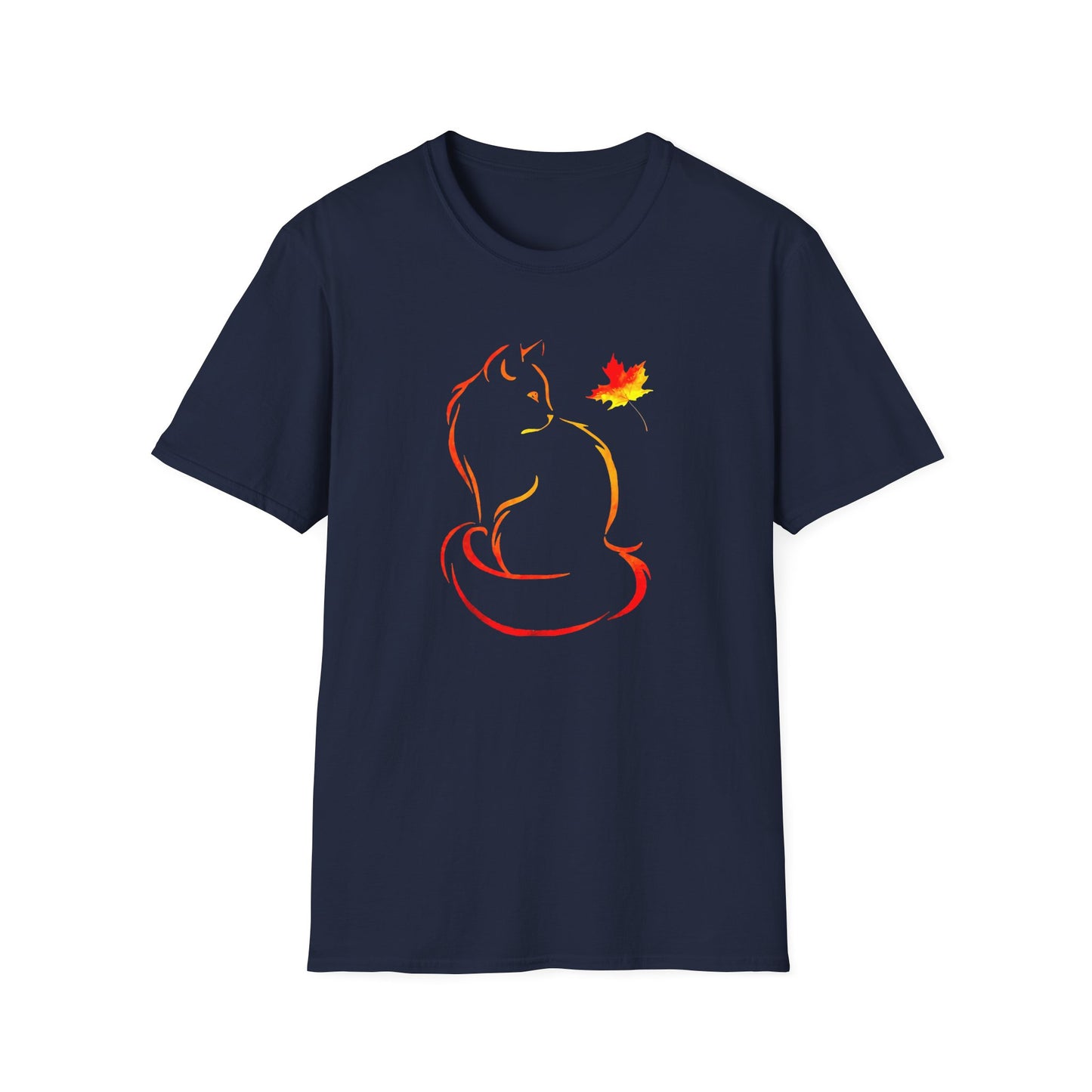cat and leaf T-shirt