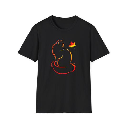 cat and leaf T-shirt