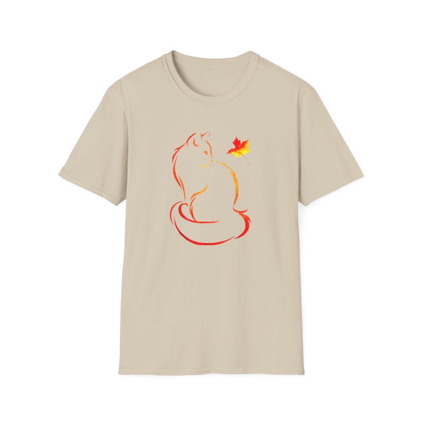 cat and leaf T-shirt